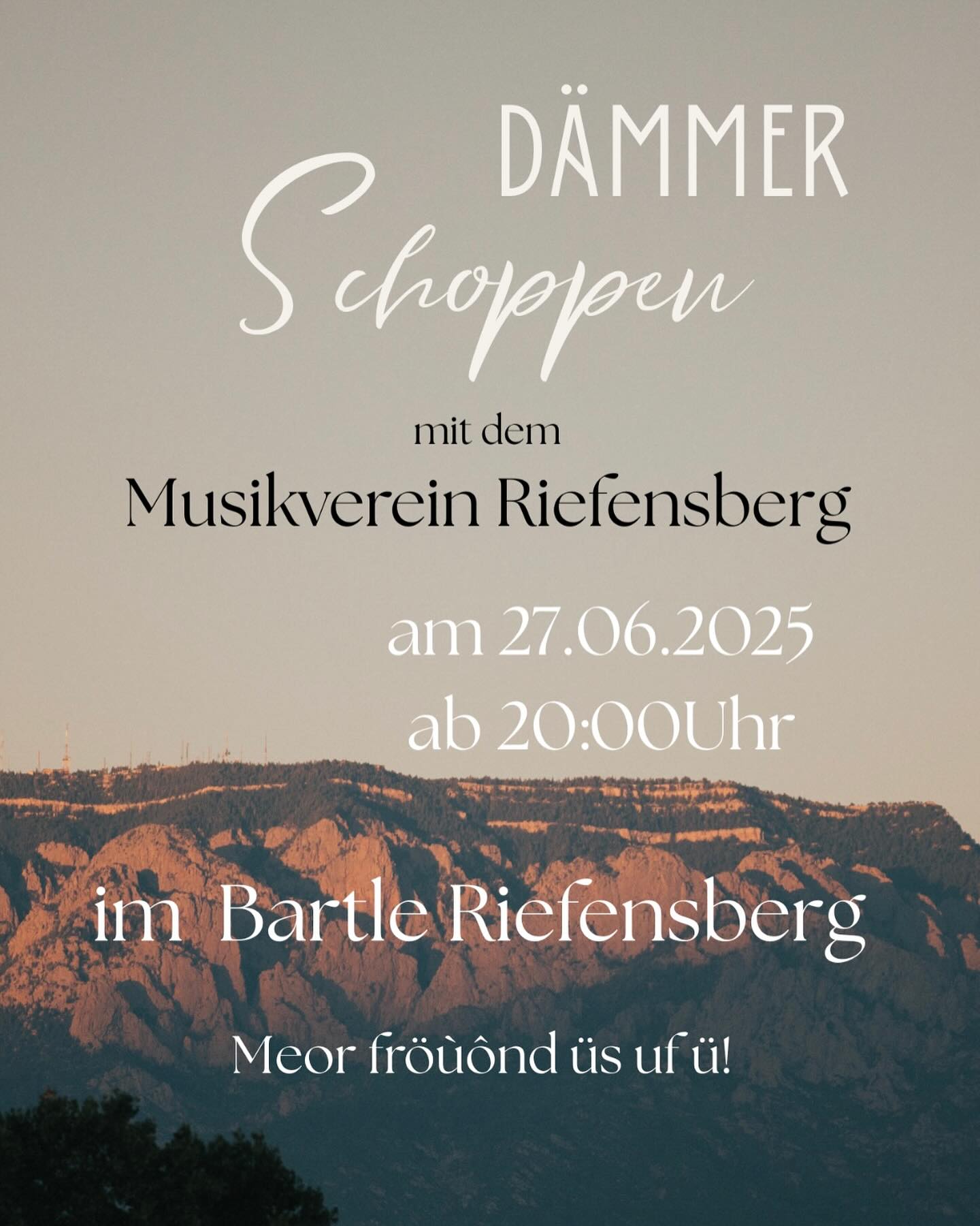 Kommt vorbei beim Dämmerschoppen mit dem @mvriefensberg! Wir freuen uns auf einen gemütlichen Abend mit guter Musik🎶