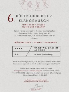 Bald ist es wieder soweit 🥳 unser 6. Klangrausch steht in den Startlöchern 🤩 habt Ihr Lust, auch Teil von diesem schönen Abend sein, dann meldet euch 🤗 Wir freuen uns auf euch 🤗