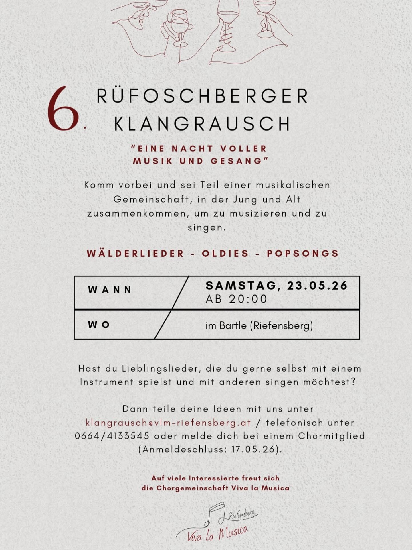 Bald ist es wieder soweit 🥳 unser 6. Klangrausch steht in den Startlöchern 🤩 habt Ihr Lust, auch Teil von diesem schönen Abend sein, dann meldet euch 🤗 Wir freuen uns auf euch 🤗
