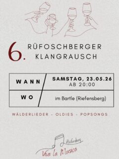 🤩🤩🤩 wir stehen in den Startlöchern für unseren 6. Rüfoschberger Klangrausch 🤩🤩🤩 komm vorbei, und freu dich auf einen lustigen Abend mit Gesang und netter Gesellschaft 🤗 🎶🎶🎶@singgemeinschaft_riefensberg und das Bartle Team freuen sich auf euch